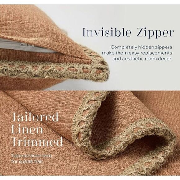 Phantoscope Pack of 2 Farmhouse Decorative Solid Throw Decorative Pillow - Picture 3 of 5